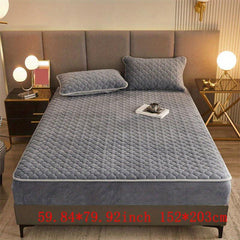 Soft Gray Velvet Fitted Sheet with Deep Pocket - Bedroom Hotel Dorm Decor