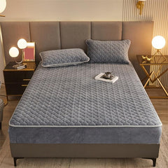 Soft Gray Velvet Fitted Sheet with Deep Pocket - Bedroom Hotel Dorm Decor