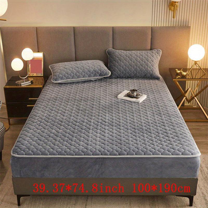 Soft Gray Velvet Fitted Sheet with Deep Pocket - Bedroom Hotel Dorm Decor