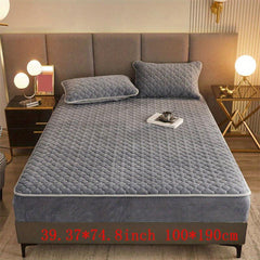Soft Gray Velvet Fitted Sheet with Deep Pocket - Bedroom Hotel Dorm Decor