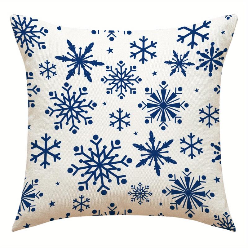 Christmas Snowflake Elk Throw Pillow Cover Linen Blend Home Sofa Cushion
