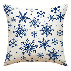Christmas Snowflake Elk Throw Pillow Cover Linen Blend Home Sofa Cushion