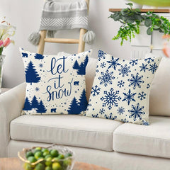 Christmas Snowflake Elk Throw Pillow Cover Linen Blend Home Sofa Cushion