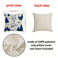 Christmas Snowflake Elk Throw Pillow Cover Linen Blend Home Sofa Cushion