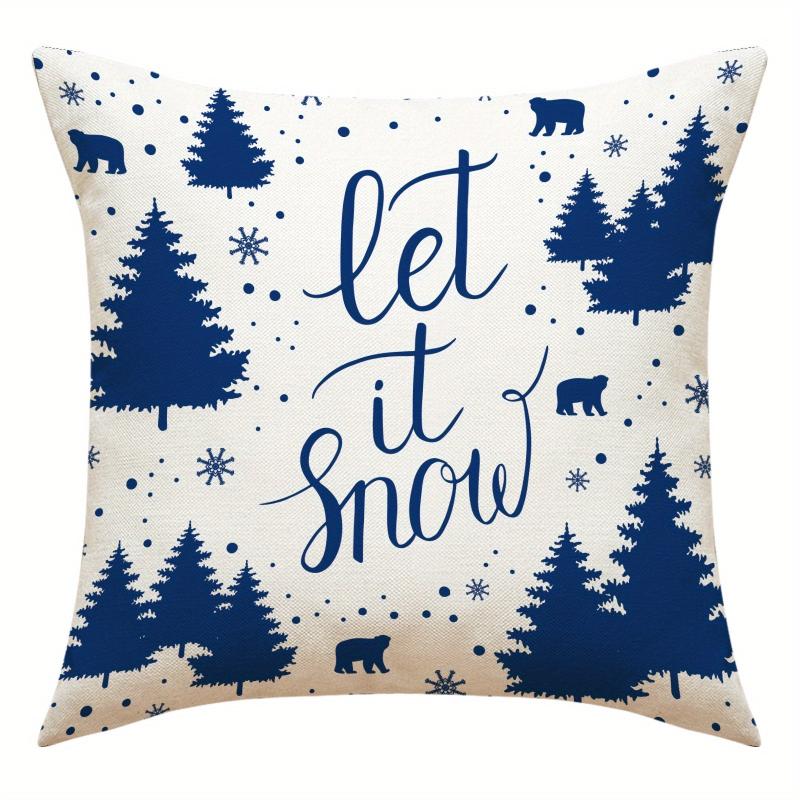 Christmas Snowflake Elk Throw Pillow Cover Linen Blend Home Sofa Cushion