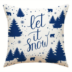 Christmas Snowflake Elk Throw Pillow Cover Linen Blend Home Sofa Cushion