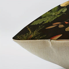 Scattered Leaf Mushroom Linen Printed Pillowcase for Home Decoration