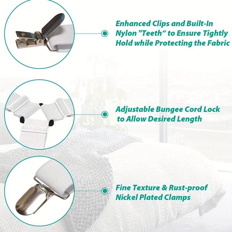 4pcs Bed Sheet Holder Straps Adjustable Non-slip Clips