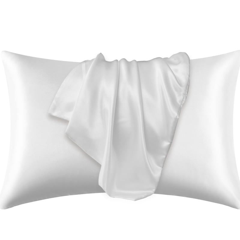 Satin Solid Pillowcase Soft Pillow Cover Envelope Closure Bedroom Bedding