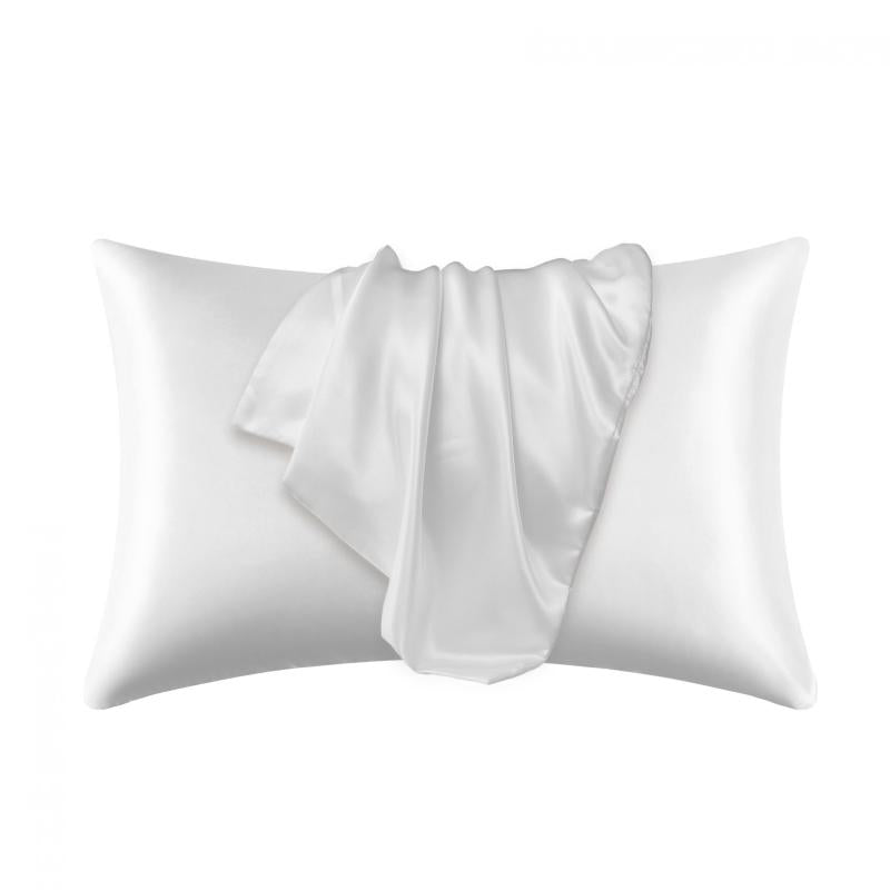 Satin Solid Pillowcase Soft Pillow Cover Envelope Closure Bedroom Bedding
