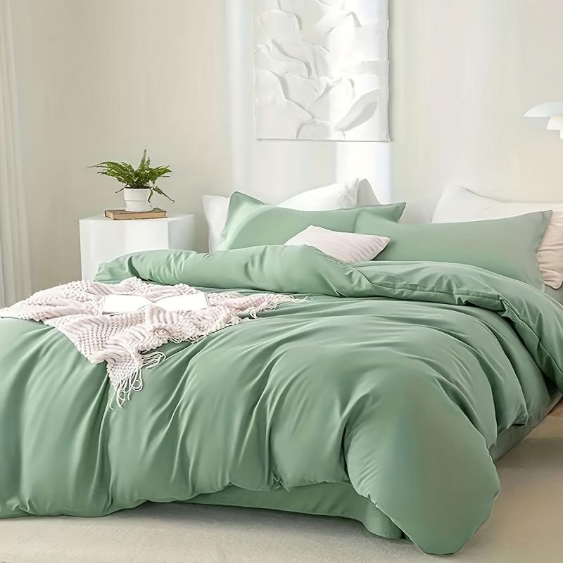 3pcs Solid Bedding Set Soft Comfortable Duvet Cover Set with Pillowcase