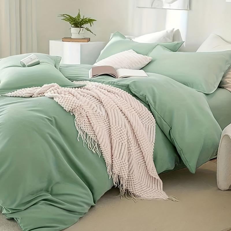3pcs Solid Bedding Set Soft Comfortable Duvet Cover Set with Pillowcase