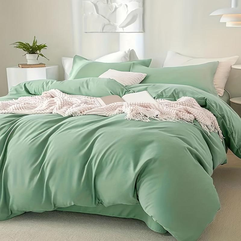 3pcs Solid Bedding Set Soft Comfortable Duvet Cover Set with Pillowcase