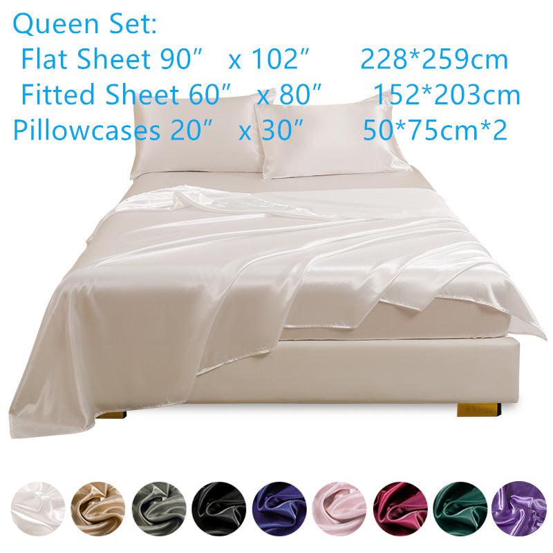 4pcs Cozy Satin Sheet Set Soft And Silky Bedding For Bedroom And Guest Room