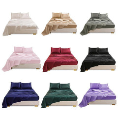 4pcs Cozy Satin Sheet Set Soft And Silky Bedding For Bedroom And Guest Room