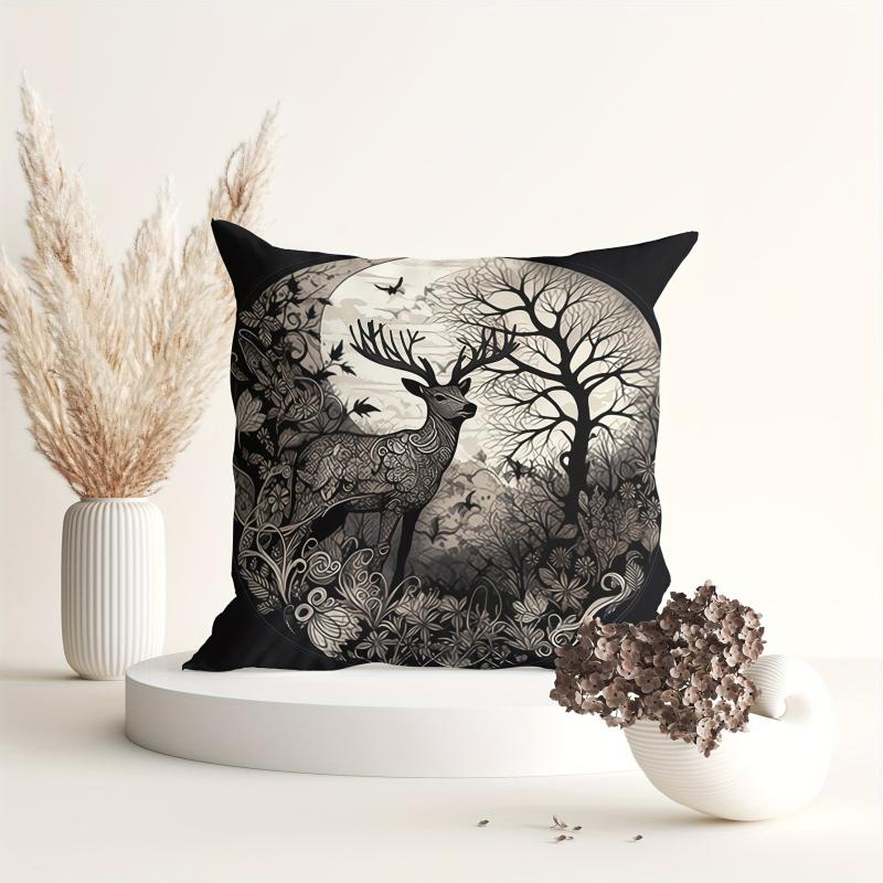 Gothic Forest Elk Pillowcase for Home Sofas Office Chairs