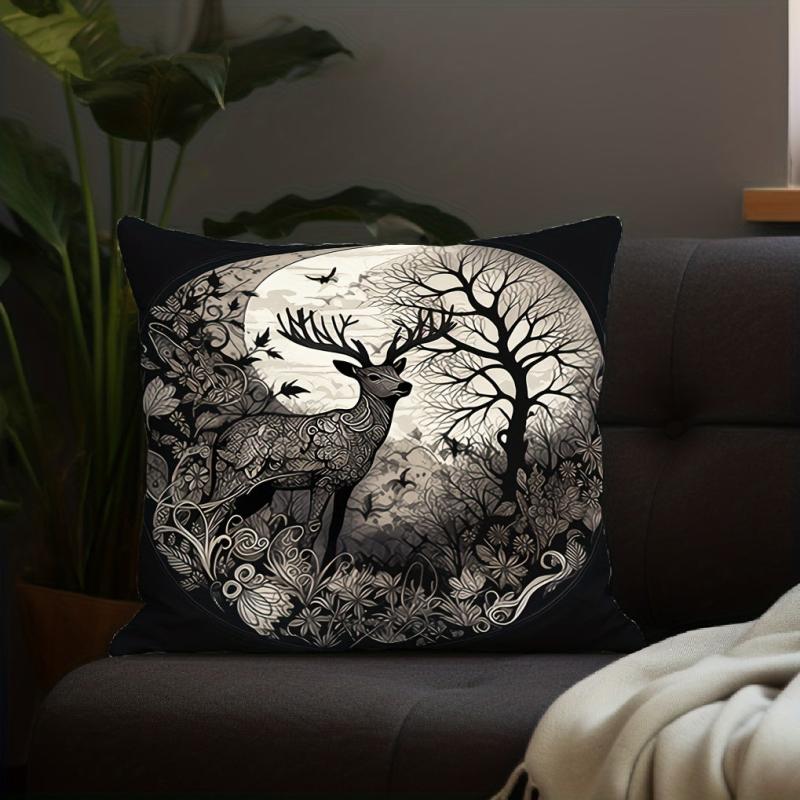 Gothic Forest Elk Pillowcase for Home Sofas Office Chairs