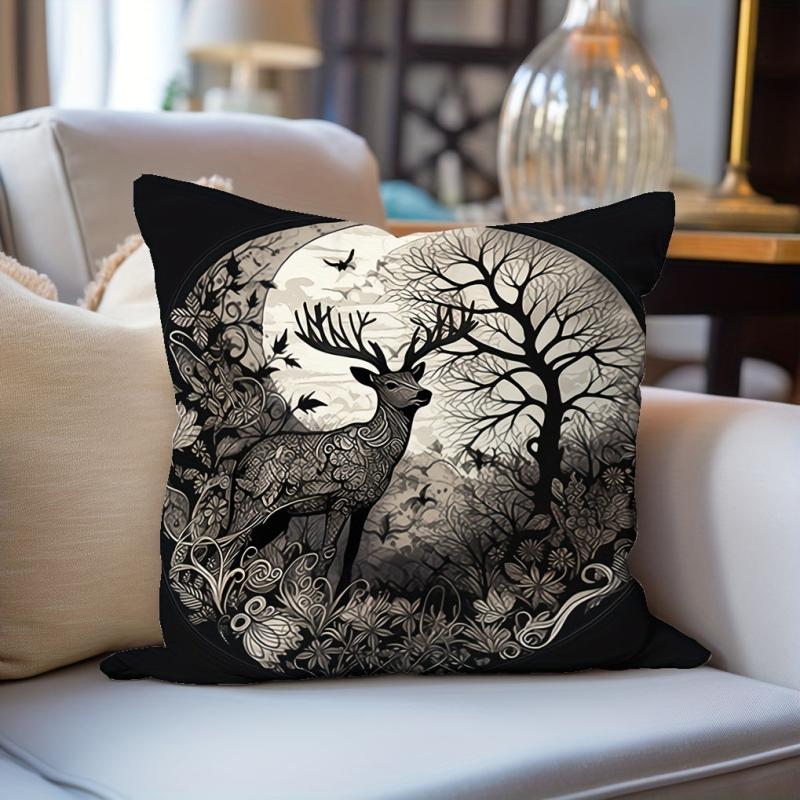 Gothic Forest Elk Pillowcase for Home Sofas Office Chairs
