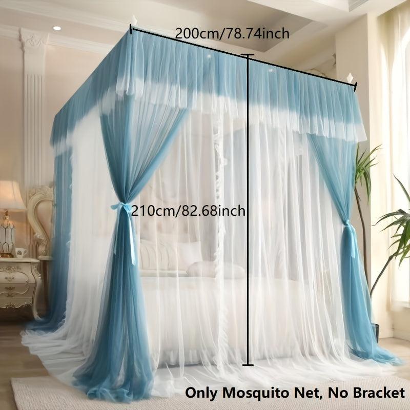 Sky Double Layer Mosquito Net Princess Style Lace Three Door King Queen Size Bed