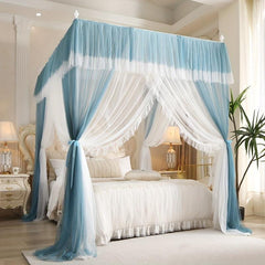 Sky Double Layer Mosquito Net Princess Style Lace Three Door King Queen Size Bed