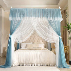 Sky Double Layer Mosquito Net Princess Style Lace Three Door King Queen Size Bed