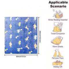 Glow in the Dark Dino Plush Throw Blanket Soft Cozy Flannel Blanket