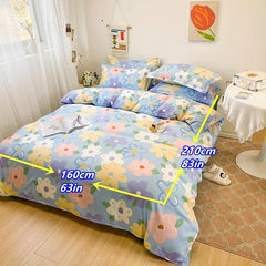 Polyester Flower Print Duvet Cover Set - Soft and Comfortable Bedding Set