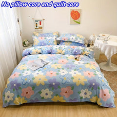 Polyester Flower Print Duvet Cover Set - Soft and Comfortable Bedding Set