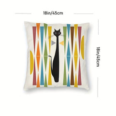 Modern Art Cat Throw Pillowcase Home Decor Square 45 72 X 45 72 Cm