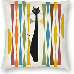 Modern Art Cat Throw Pillowcase Home Decor Square 45 72 X 45 72 Cm