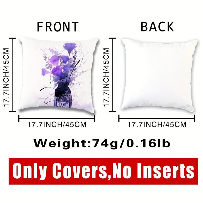 Purple Flower Pillowcase for Home Sofas Office Chairs Pattern Print Pillowcases