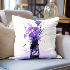 Purple Flower Pillowcase for Home Sofas Office Chairs Pattern Print Pillowcases