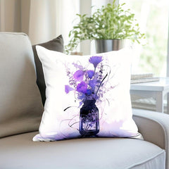 Purple Flower Pillowcase for Home Sofas Office Chairs Pattern Print Pillowcases