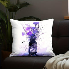 Purple Flower Pillowcase for Home Sofas Office Chairs Pattern Print Pillowcases