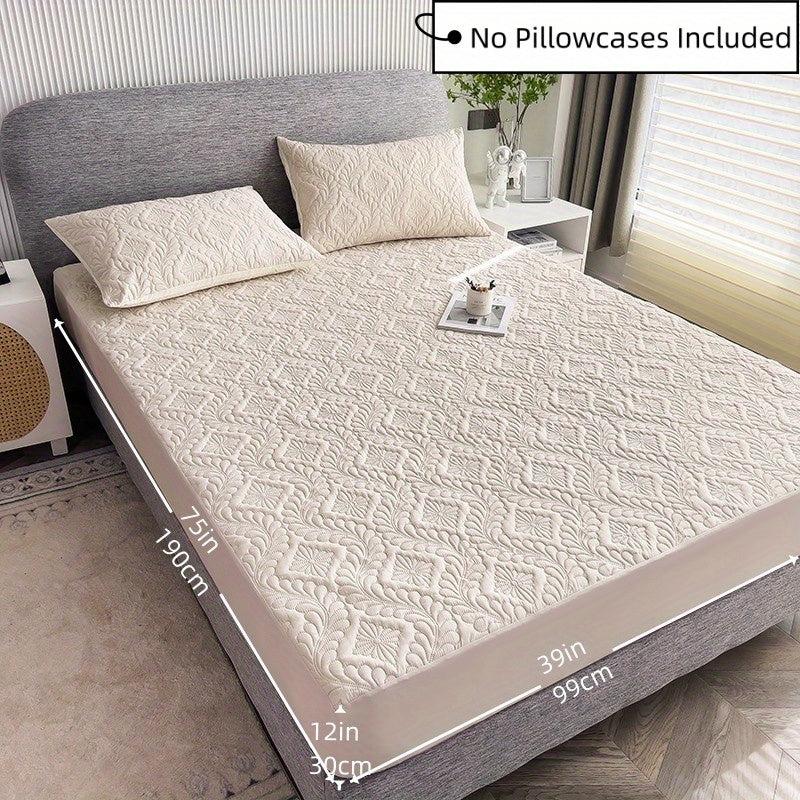 Embossed Fitted Sheet Soft Comfortable Solid Quilted Mattress Protector