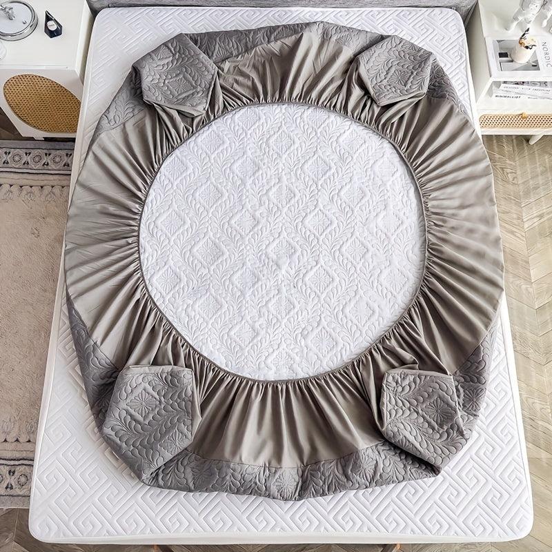 Embossed Fitted Sheet Soft Comfortable Solid Quilted Mattress Protector