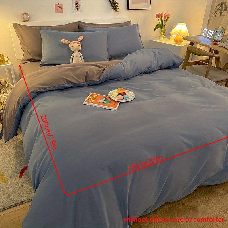3pcs Soft Solid Double Bedding Duvet Cover Set
