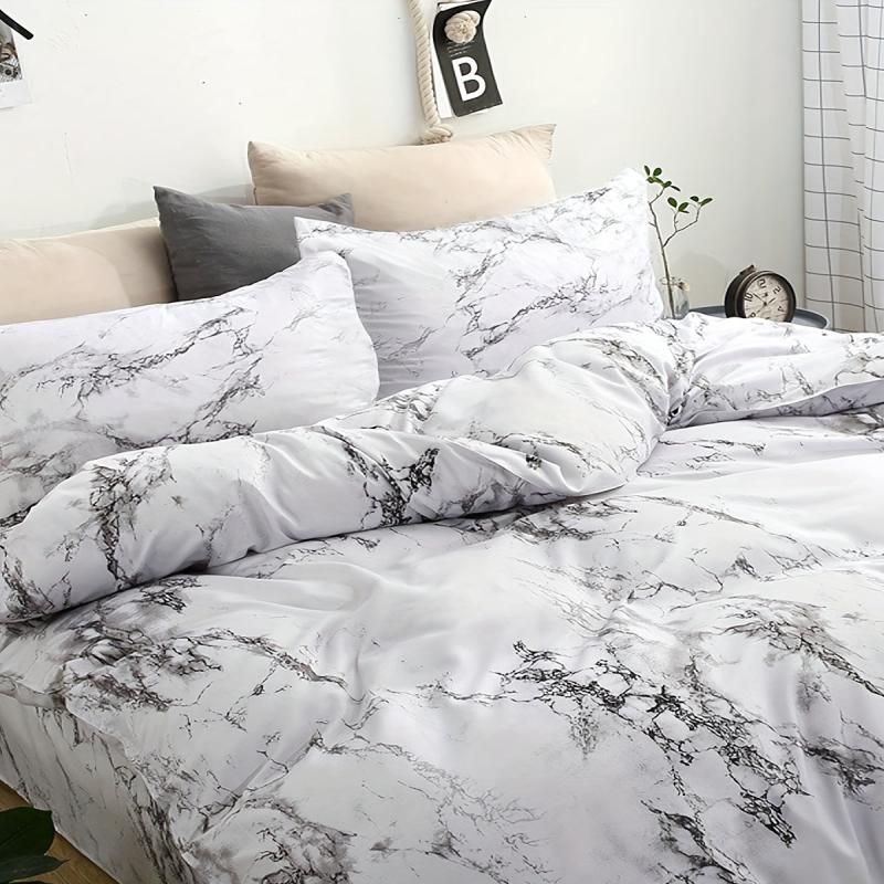 3pcs Stone Pattern Duvet Cover Set Soft Comfortable Bedding Set