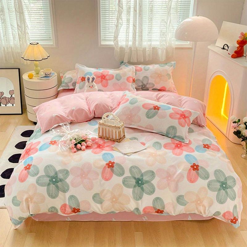 Floral Print Duvet Cover Set Soft Comfortable Breathable Bedding