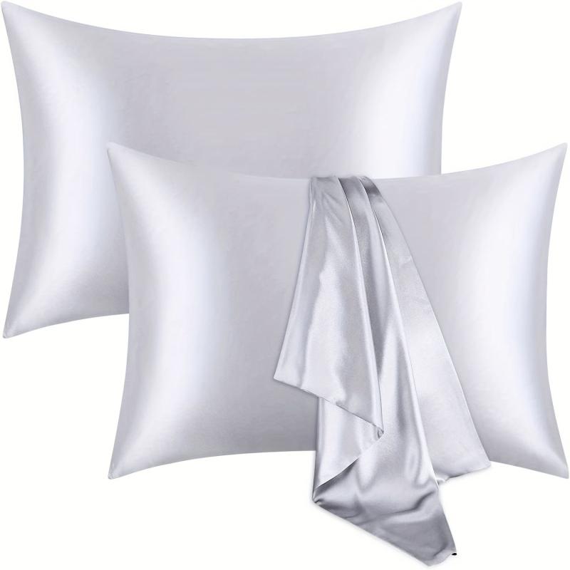 2pcs Solid Satin Pillowcase For Hair and Skin Slip Cooling Satin Pillow Covers