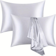 2pcs Solid Satin Pillowcase For Hair and Skin Slip Cooling Satin Pillow Covers
