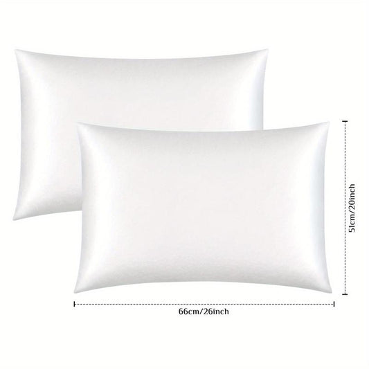 2pcs Solid Satin Pillowcase For Hair and Skin Slip Cooling Satin Pillow Covers