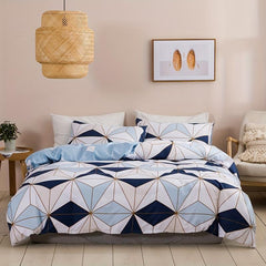 Plaid Duvet Cover Set with Geometric Pattern - Bedroom and Dorm Room Decor
