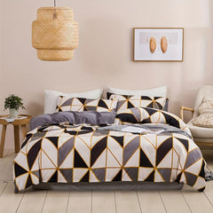 Plaid Duvet Cover Set with Geometric Pattern - Bedroom and Dorm Room Decor