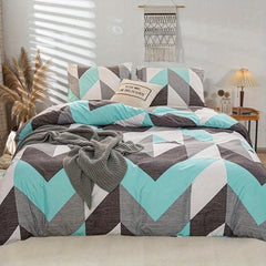 3pcs Block Printed Bedding Set Duvet Cover and Pillowcases