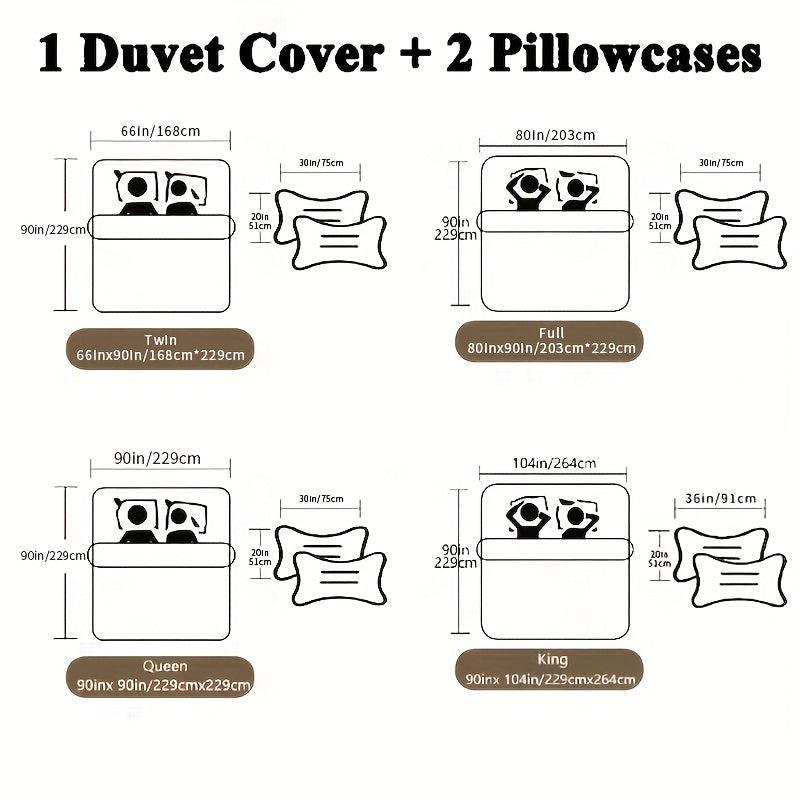 3pcs Block Printed Bedding Set Duvet Cover and Pillowcases