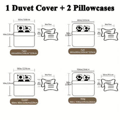 3pcs Block Printed Bedding Set Duvet Cover and Pillowcases