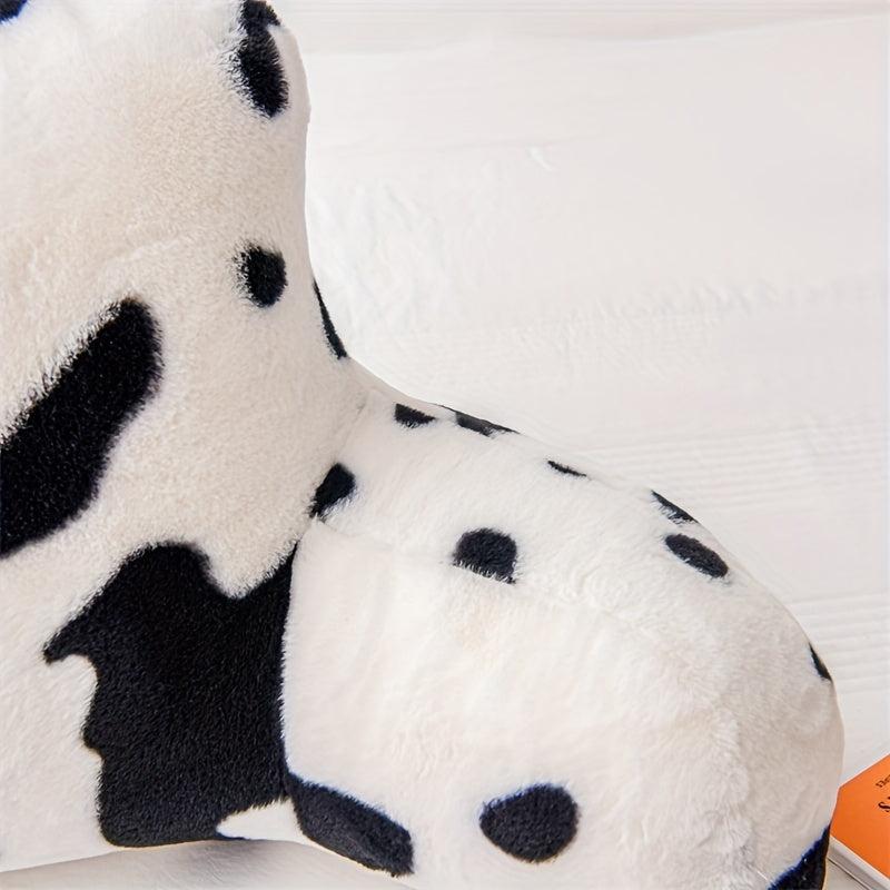 Rabbit Fur Cow Pattern Reading Pillow Backrest Pillow for Bed Sofa