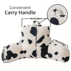 Rabbit Fur Cow Pattern Reading Pillow Backrest Pillow for Bed Sofa