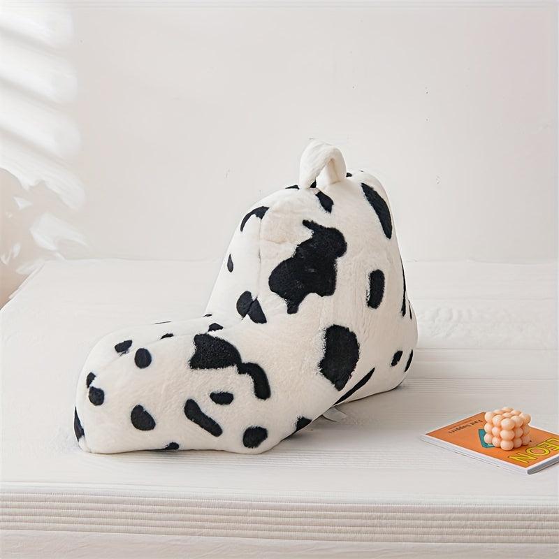 Rabbit Fur Cow Pattern Reading Pillow Backrest Pillow for Bed Sofa